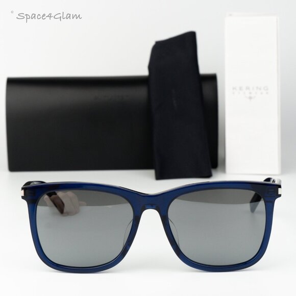 Saint Laurent Women Sunglasses Blue Silver Square SL116K 003 NEW AUTHENTIC main image 7